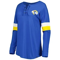 T-shirt à manches longues léger lacets Los Angeles Rams Athletic Varsity New Era Royal pour femme