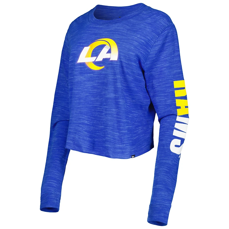 T-shirt court à manches longues Los Angeles Rams New Era Royal pour femme