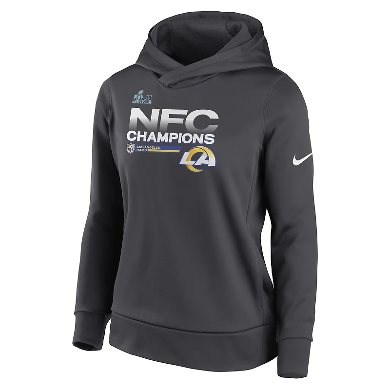 Sweat à capuche Nike Los Angeles Rams 2021 NFC Champions Locker Room Trophy Collection anthracite pour femme