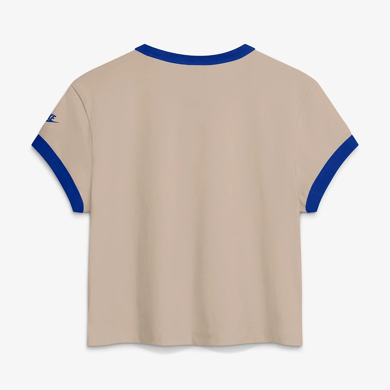 T-shirt court Nike crème Los Angeles Rams Rewind Ringer Mod pour femme