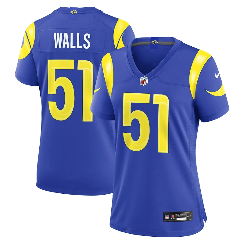Maillot de match Nike Eddie Walls III Royal pour femme, Los Angeles Rams