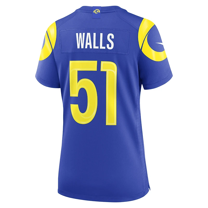 Women's Nike Eddie Walls III  Royal Los Angeles Rams Team Game Jersey