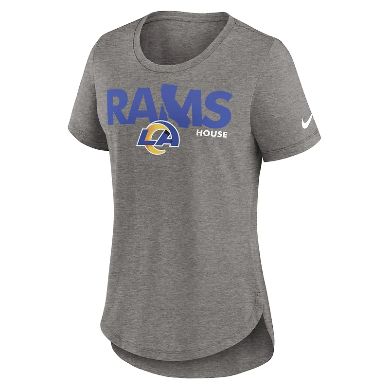 Women's Nike Heather Charcoal Los Angeles Rams Local Fashion Tri-Blend T-Shirt