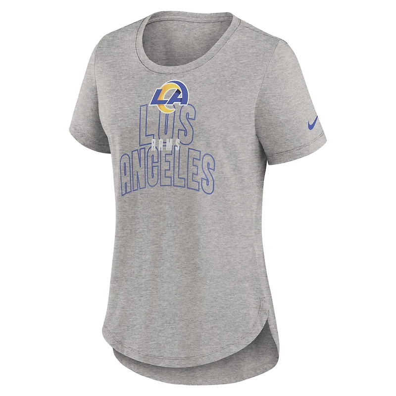 T-shirt Nike Los Angeles Rams mode tri-mélange gris chiné pour femme
