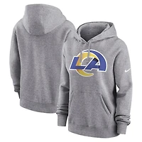 Women's Nike Heather Gray Los Angeles Rams Team Logo Club Fleece Pullover Hoodie