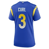 Maillot de match l'équipe Nike Kamren Curl Royal Los Angeles Rams pour femme