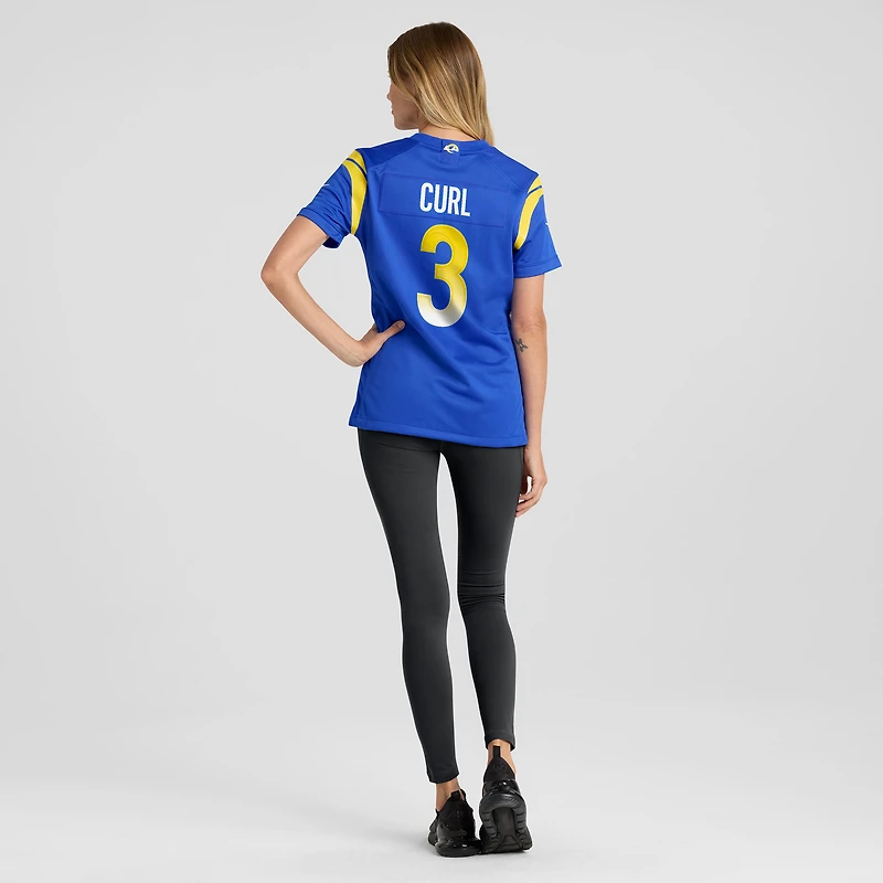 Maillot de match l'équipe Nike Kamren Curl Royal Los Angeles Rams pour femme