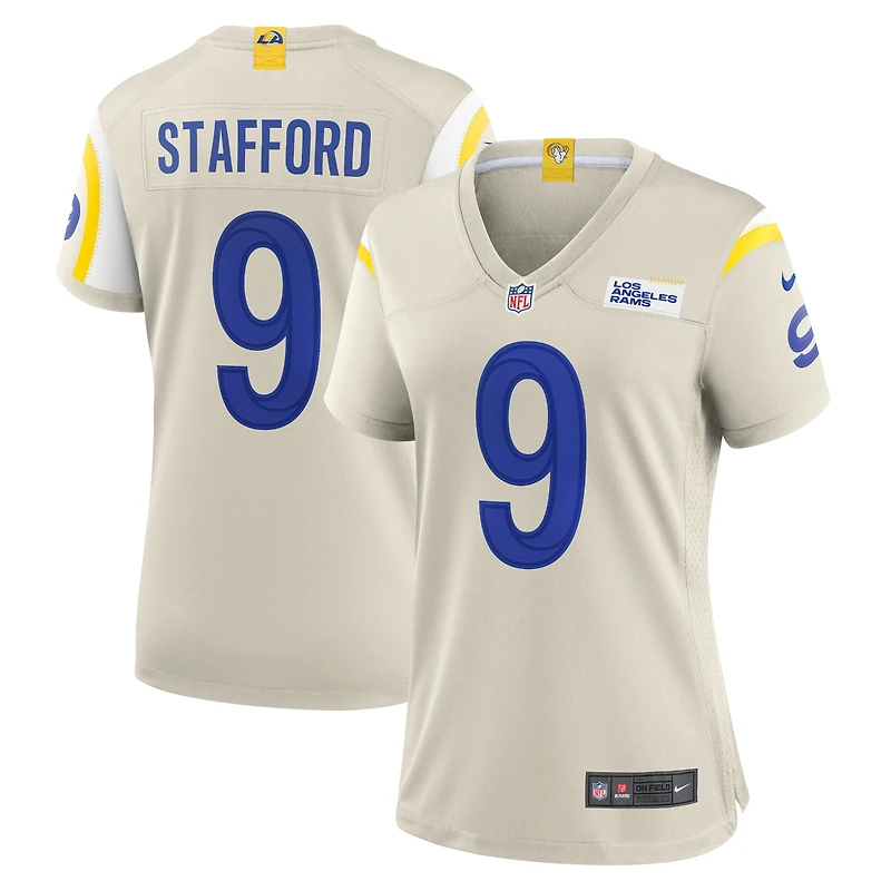 Maillot de match joueur Nike Matthew Stafford Bone Los Angeles Rams pour femme