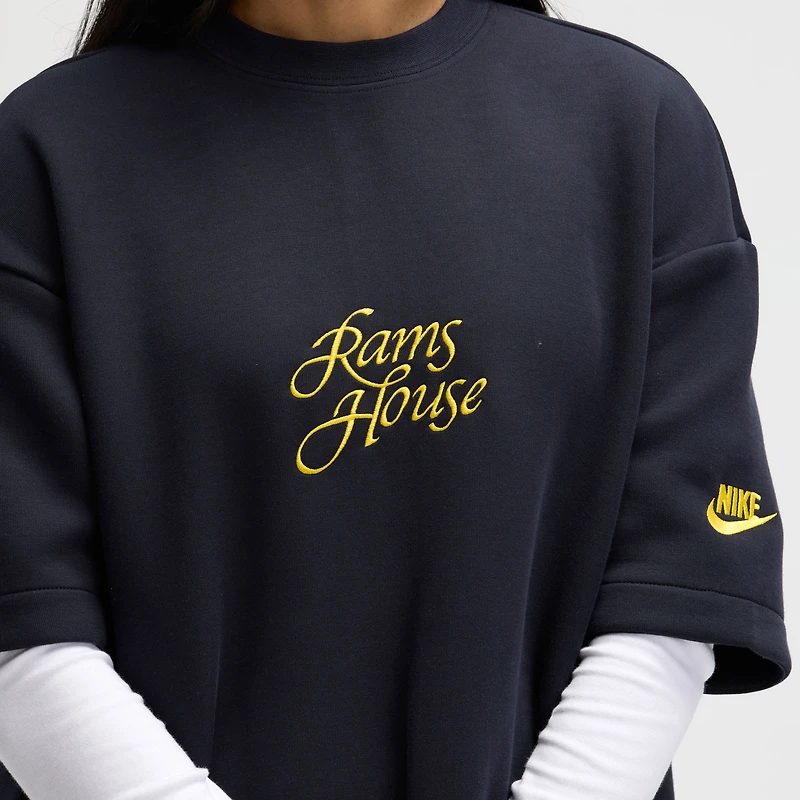 Robe oversize en polaire technique Nike bleu nuit pour femme, collection Los Angeles Rams 2025 Rivalries