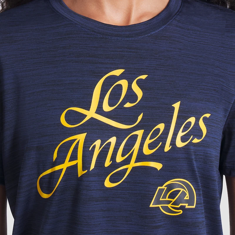 T-shirt Nike bleu nuit pour femme Los Angeles Rams 2025 Rivalries Collection Sideline Velocity Dri-FIT