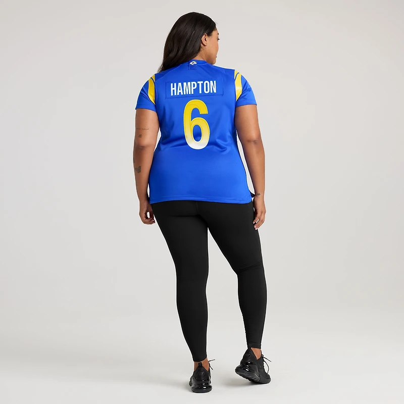 Women's Nike Nick Hampton  Royal Los Angeles Rams Team Game Jersey