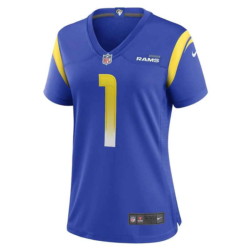 Maillot de match Nike numéro 1 Mom Royal Los Angeles Rams pour femme