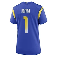 Maillot de match Nike numéro 1 Mom Royal Los Angeles Rams pour femme