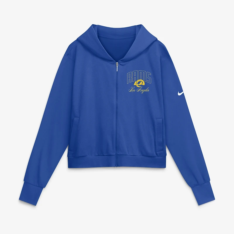Sweat à capuche zippé Nike Royal Los Angeles Rams Primetime pour femme