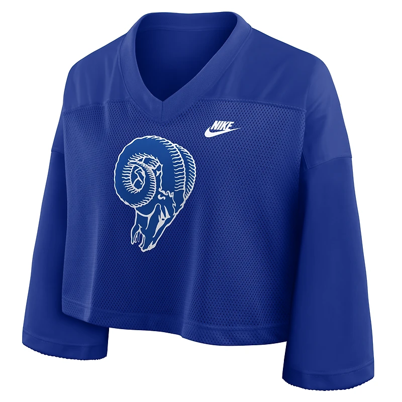 Maillot de mode court en maille Dri-FIT Nike Royal Los Angeles Rams pour femmes