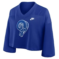 Maillot de mode court en maille Dri-FIT Nike Royal Los Angeles Rams pour femmes