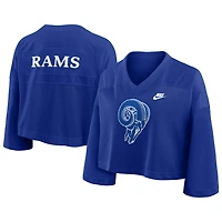 Women's Nike Royal Los Angeles Rams Rewind Cropped Mesh Dri-FIT Fashion Jersey