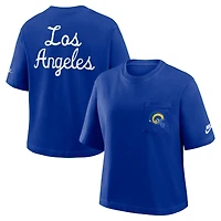 Women's Nike Royal Los Angeles Rams Rewind Pocket Boxy T-Shirt