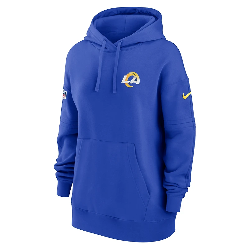 Sweat à capuche en molleton Nike Royal Los Angeles Rams Sideline Club pour femme