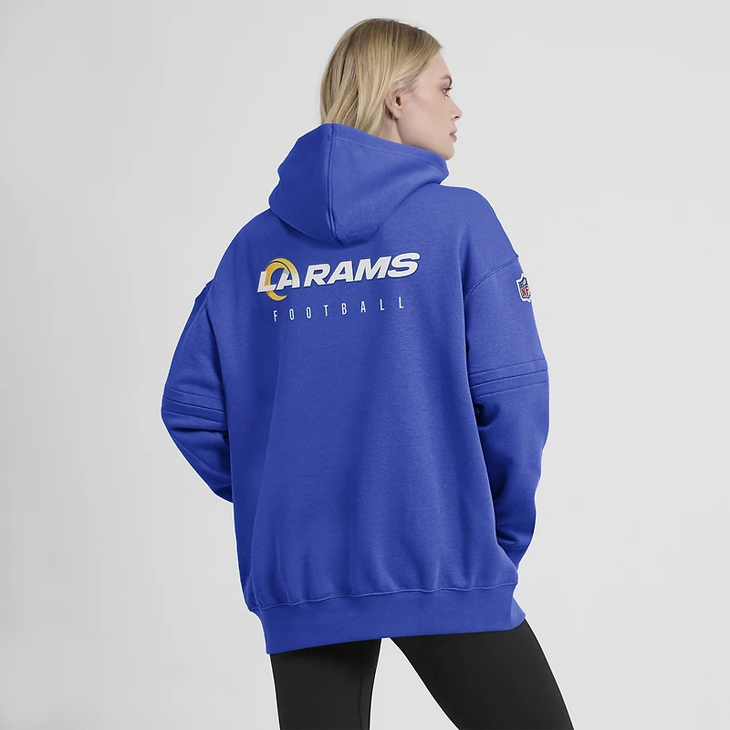 Sweat à capuche en molleton Nike Royal Los Angeles Rams Sideline Club pour femme