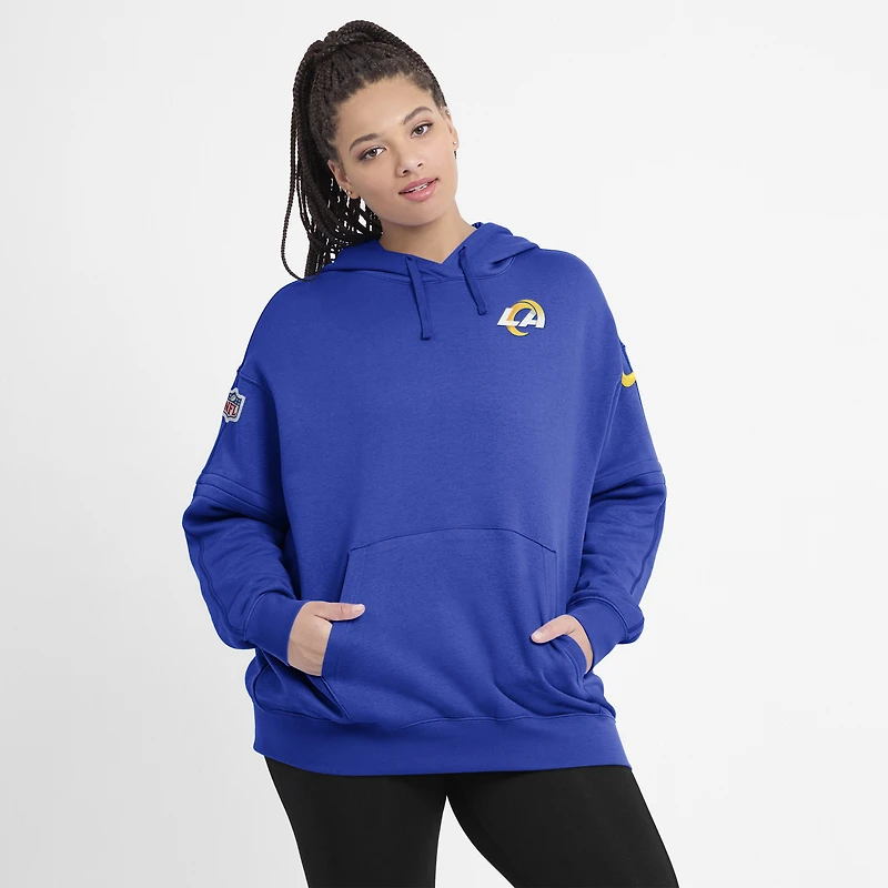 Sweat à capuche en molleton Nike Royal Los Angeles Rams Sideline Club pour femme
