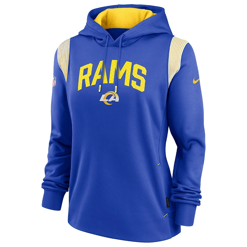 Sweat à capuche Performance Stack Sideline des Los Angeles Rams Nike Royal pour Femme