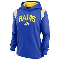 Sweat à capuche Performance Stack Sideline des Los Angeles Rams Nike Royal pour Femme