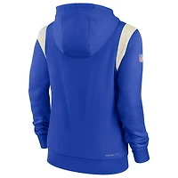Sweat à capuche Performance Stack Sideline des Los Angeles Rams Nike Royal pour Femme