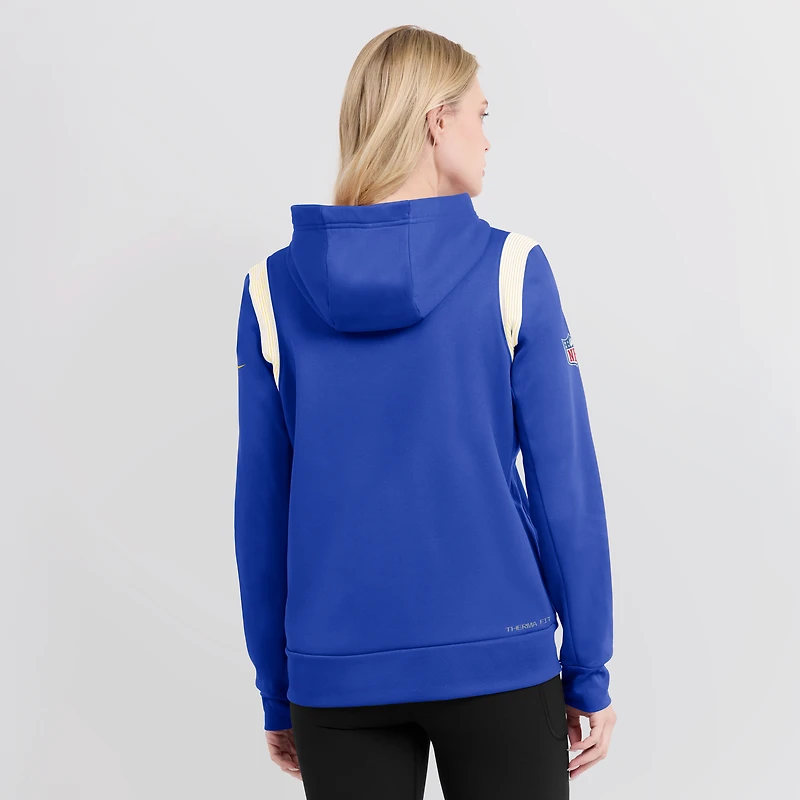 Sweat à capuche Performance Stack Sideline des Los Angeles Rams Nike Royal pour Femme