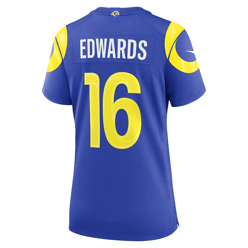 Maillot de match Nike Tru Edwards Royal pour femmes, Los Angeles Rams