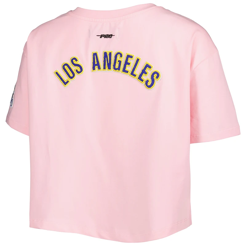 T-shirt court carré rose Pro Standard des Rams de Los Angeles pour femmes