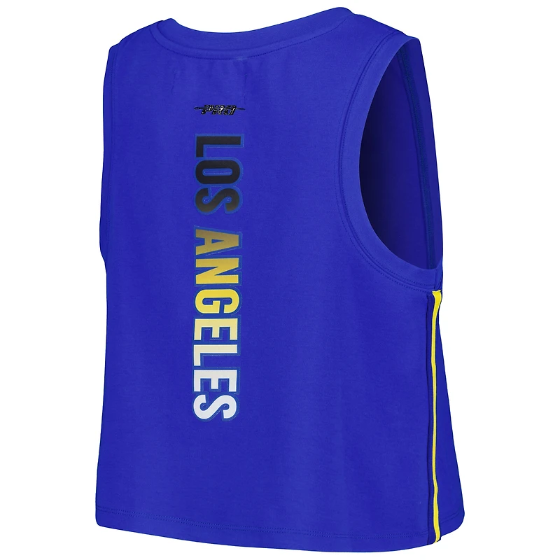 Women's Pro Standard  Royal Los Angeles Rams Ombre Wordmark Classic Cropped Tank Top