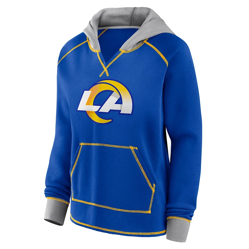 Sweat à capuche col en V polaire Boom pour femme des Royal Los Angeles Rams