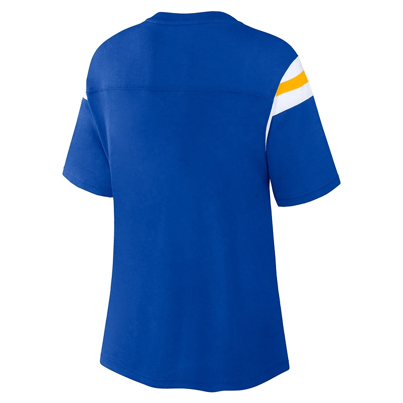 Women's Royal Los Angeles Rams Earned Stripes T-Shirt