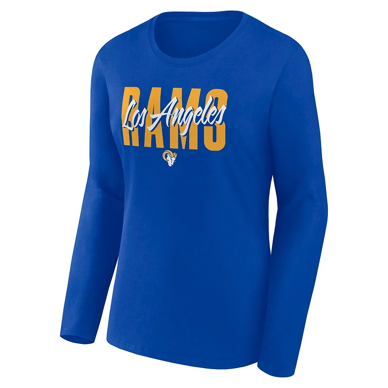 T-shirt à manches longues pour femme Royal Los Angeles Rams Grip