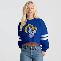 T-shirt à manches longues rayé oversize court Spirit Jersey Royal Los Angeles Rams pour femme