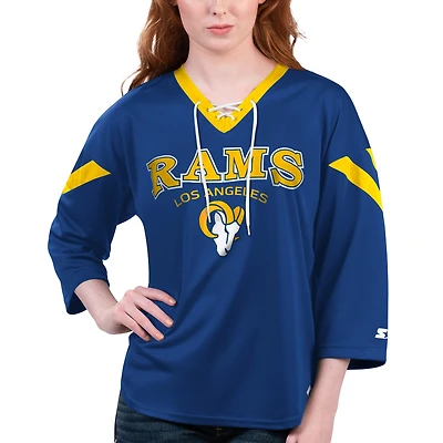 T-shirt à manches 3/4 lacets Starter Royal Los Angeles Rams Rally pour femme