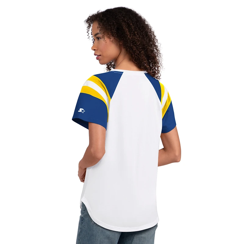 Women's Starter  White Los Angeles Rams Game On Notch Neck T-Shirt
