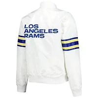 Veste universitaire en satin à boutons-pression pour femmes Starter des Rams de Los Angeles, blanc