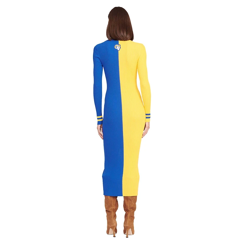 Robe pull boutonnée en tricot STAUD Gold/Royal Los Angeles Rams Shoko pour femmes