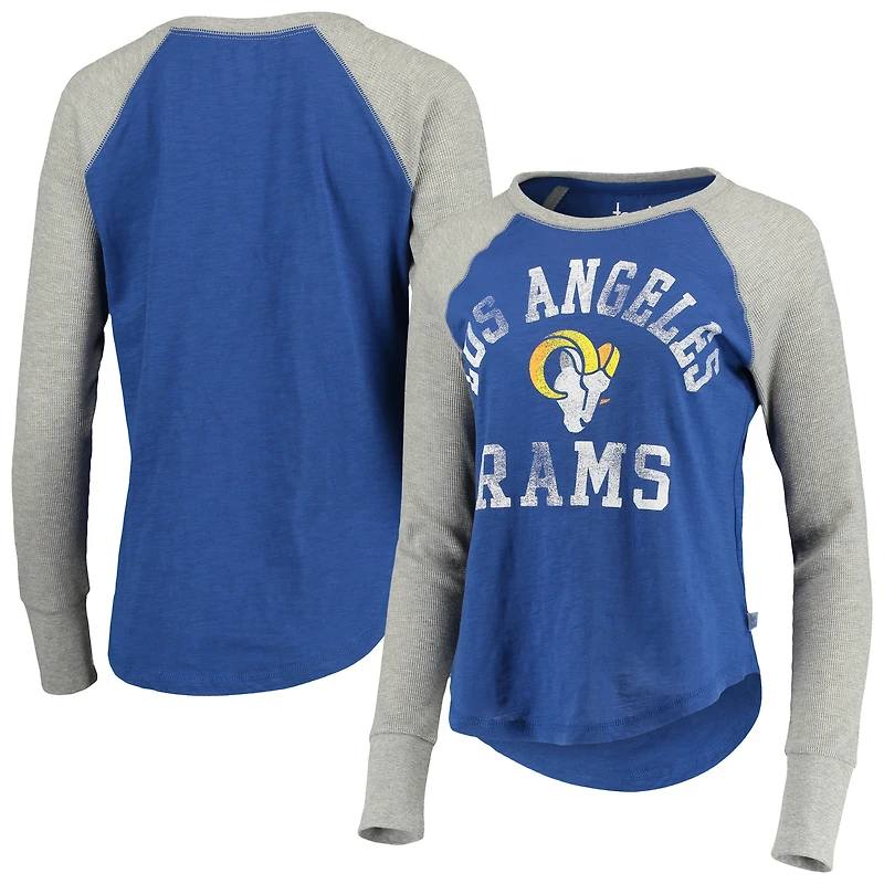 T-shirt à manches longues léger raglan Touch Royal Los Angeles Rams pour femme