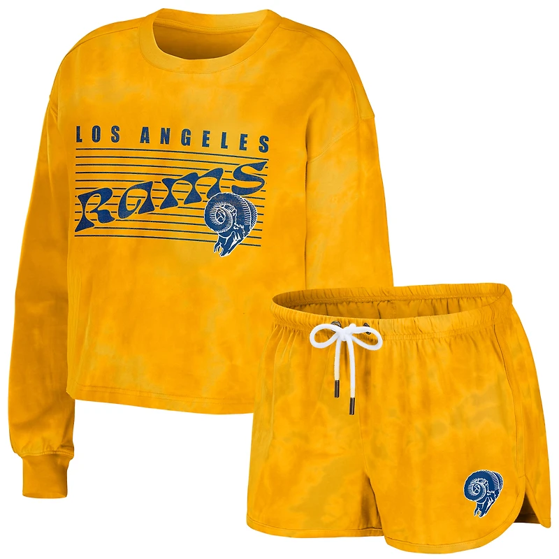 Women's WEAR by Erin Andrews Doré Los Angeles Rams Sweat court à enfiler et short Lounge Set