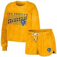 Women's WEAR by Erin Andrews Doré Los Angeles Rams Sweat court à enfiler et short Lounge Set