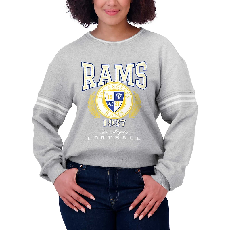 Sweat-shirt court gris chiné pour femme WEAR by Erin Andrews des Los Angeles Rams