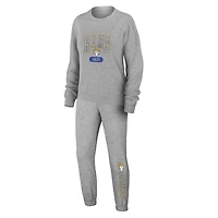 Ensemble de nuit pour femme WEAR by Erin Andrews Heather Gray Los Angeles Rams en tricot à manches longues et pantalon