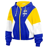 Women's WEAR by Erin Andrews Royal/Gold Los Angeles Rams Color Block Full-Zip Windbreaker Jacket