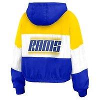 Women's WEAR by Erin Andrews Royal/Gold Los Angeles Rams Color Block Full-Zip Windbreaker Jacket