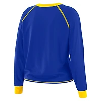 Women's WEAR by Erin Andrews Royal/Gold Los Angeles Rams Tie-Front Long Sleeve Top