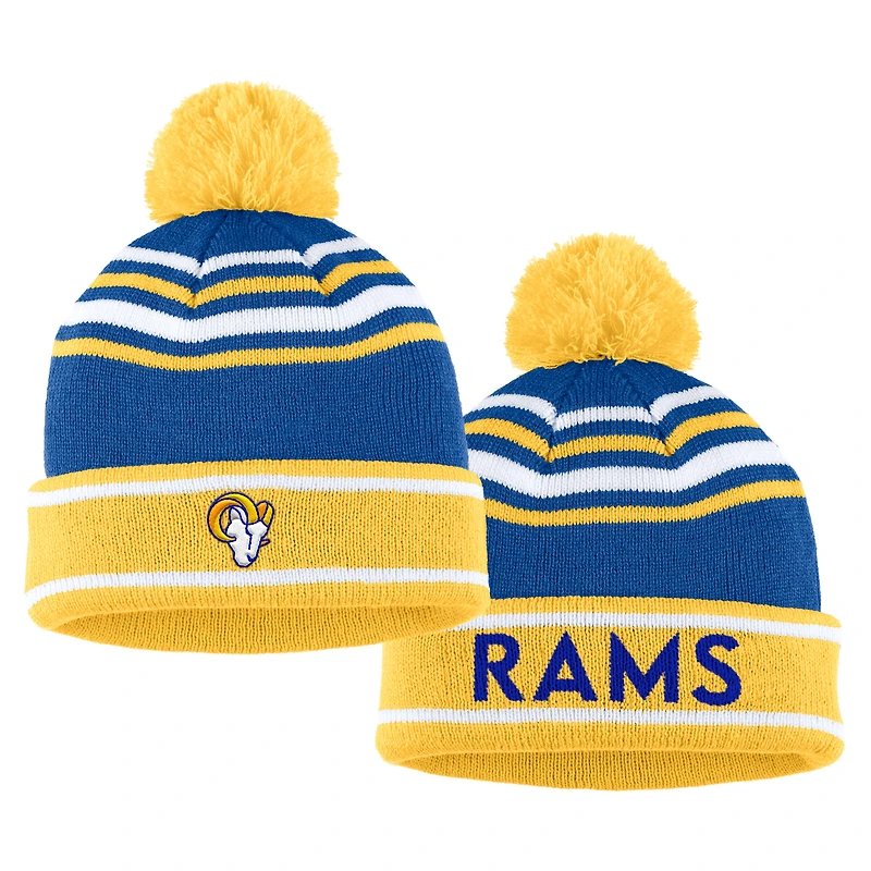 Women's WEAR by Erin Andrews Royal Los Angeles Rams Colorblock Cuffed Knit Hat with Pom and Scarf Set
