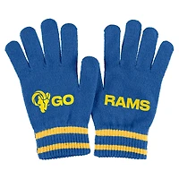 Ensemble bonnet à revers en tricot double jacquard avec pompon et gants WEAR by Erin Andrews Royal Los Angeles Rams pour femme